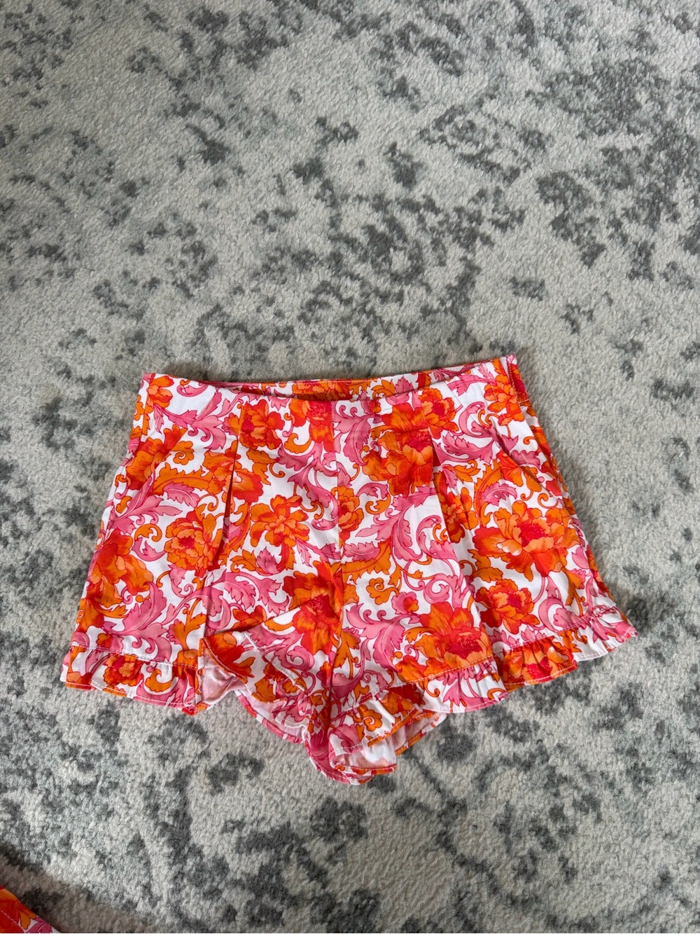Janie and Jack Pink & Orange Floral Ruffle-Hem Shorts